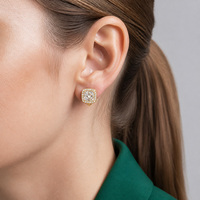 10 Pasang Set Anting Jepit Kristal Berlian Imitasi untuk Wanita Perhiasan Pengantin Tanpa Tindik Warna Emas Perak Bentuk Bulat Hati Persegi