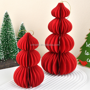 Boule de Noël en papier nid d'abeille, écologique, en forme de tour, multicolore, imperméable, centre de table personnalisé, décoration d'hiver - Product Image 2
