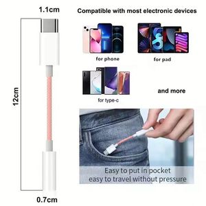 Usb C to 3.5mm <b>Aux</b> Adapter Plug in Nylon Braided 3.5 mm to Usb C <b>Aux</b> Audio <b>Cable</b> for Phone 16 15 - Product Image 5