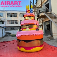 Gâteau d'anniversaire à trois étages pour idées de fête, ballons gonflables en forme de gâteau pour accessoires de scène