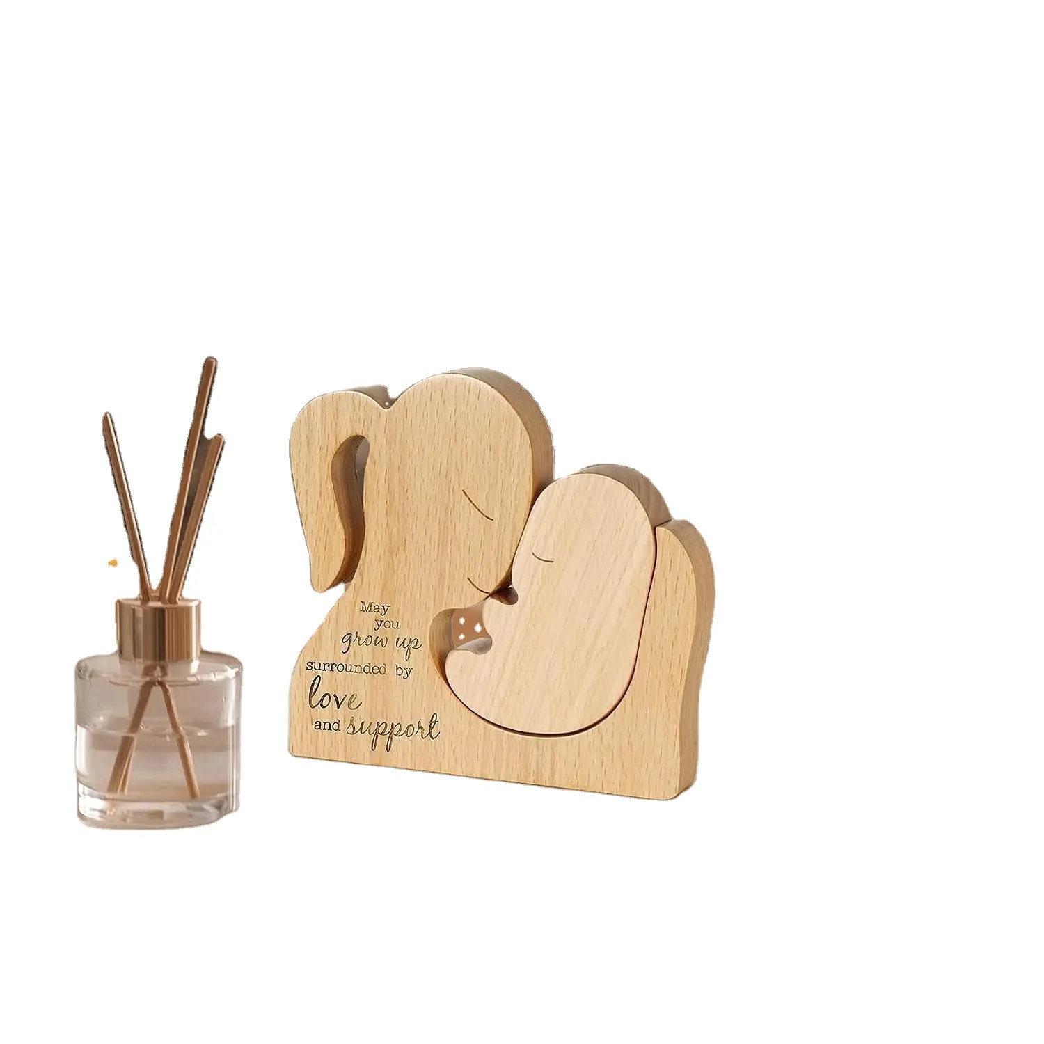 1-teilig mutter-/baby-statue schreibtisch holz dekorative ornamente handgeschnitzte holzskulptur das beste geschenk für muttertag