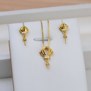 Simplified S925 Silver Crown Pendant Female Earpins <b>Pearl</b> Earrings DIY Accessories with Empty Tray Fashion <b>Jewelry</b> <b>Sets</b> 1353 - Product Image 1