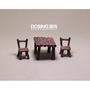 Juego de mesa y sillas de resina en miniatura, tamaño extra pequeño para bonsái y escenas decorativas - Product Image 2