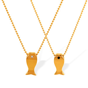 Collar con Colgante de Pez Dorado con Ojo de Diamante, Amuleto con Diseño de Animal para Regalo - Product Image 5