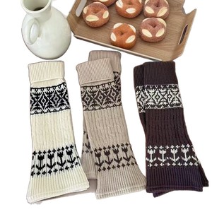 Calentadores de Piernas Fair Isle, Calcetines Térmicos de Punto a Media Pantorrilla para Mujer, Calcetines Cálidos de Algodón para Otoño e Invierno - Product Image 4