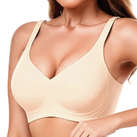Bralette Wanita Ukuran Besar, Rajutan Bernapas, 3/4 Cup, Tanpa Jahitan, Push-Up, Tipis, Ramah Kulit, Tanpa Kawat