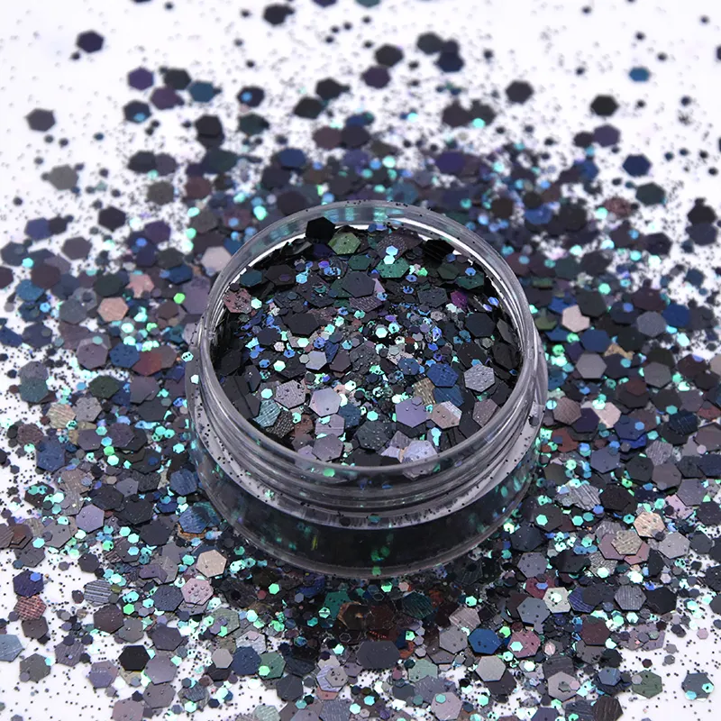 Fornire varie dimensioni nero MATTE NEON Glitter coriandoli per Nail Art & Tessuto