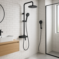 Ensemble de douche mural en laiton avec barre coulissante, jet pluie doux, douchette haute pression, finition polie, garantie 5 ans pour hôtels