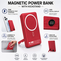 Support de Charge Magnétique Portable 3-en-1 en Alliage d'Aluminium avec Écran TFT, Batterie Externe 5000mAh, Charge Rapide 20W/15W pour iPhone et Apple Watch, et Cordon