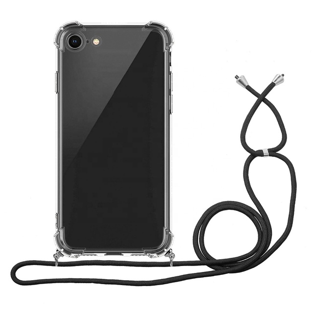 Anti-fall Crossbody Shoulder Nylon Lanyard Phone Cover with Strap TPU Clear Necklace Phone Case for iPhone 16 15 14 Pro Max