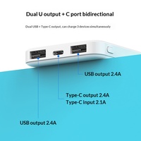 Écharpe chauffante, batterie externe portable dédiée, mini chargeur compact 5000 mAh, charge rapide 2A, décharge, matériau plastique