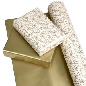 Gold Geometric Pattern Art <b>Paper</b> <b>Roll</b> 100GSM Coated Eco-Friendly Recyclable Double-Sided Digital Printing Compatible Gift <b>Wrap</b> - Product Image 4
