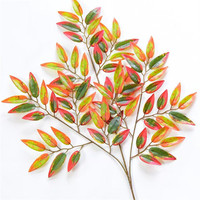 Décoration d'intérieur, feuilles d'arbre de banian artificielles, branches, feuilles de ficus en plastique, buisson, plantes vertes