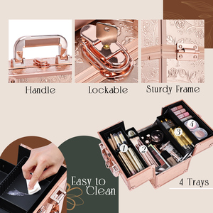 Maletín <span class=keywords><strong>de</strong></span> Maquillaje <span class=keywords><strong>de</strong></span> Viaje Impermeable <span class=keywords><strong>para</strong></span> Manicuristas Estuche Completo <span class=keywords><strong>para</strong></span> <span class=keywords><strong>Niñas</strong></span> y Mujeres Caja <span class=keywords><strong>de</strong></span> Diseño con Cerradura - Product Image 3