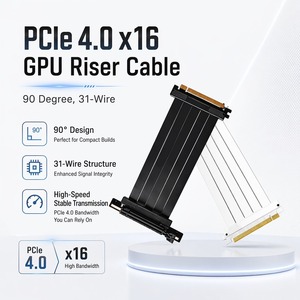 <span class=keywords><strong>สาย</strong></span>ต่อขยายการ์ดจอ 31 คอร์ <span class=keywords><strong>PCIe</strong></span> <span class=keywords><strong>4.0</strong></span> X16 แบบ 90 องศา ความเร็วสูง 64GB/s ชุบเงินป้องกันสัญญาณรบกวน สำหรับ ITX PC - Product Image 1
