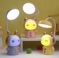 Lampe de bureau LED mini kawaii au design moderne, rechargeable par USB, en ABS, rose, cadeaux pour enfants et filles