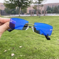 Lunettes photochromiques unisexes anti-lumière bleue UV400, monture rectangulaire en métal doré/argenté sans cerclage, verres optiques pour ordinateur, pour femmes