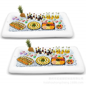 Inflatable Ice Bar 130x60cm White Floating Table For Pool Beverage And Fruit Tray With Ice Storage - Product Image 3