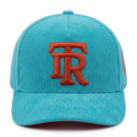 Casquette de baseball en velours côtelé à calotte haute en gros, personnalisable, automne-hiver, avec logo brodé 3D et visière incurvée, style snapback