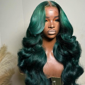 13x6 parrucche con capelli umani completamente frontali di colore <span class=keywords><strong>verde</strong></span> 100% vergini vietnamiti senza colla per le onde del corpo parrucche Pre-strappate da <span class=keywords><strong>donna</strong></span> - Product Image 5