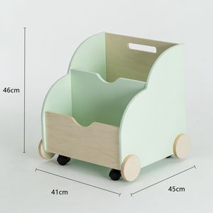 Conteneur à livres 2 en 1, marcheur vert à pousser, bibliothèque en bois massif pour bébé, meubles de chambre d'enfant, bibliothèque au sol, bibliothèque en bois - Product Image 6