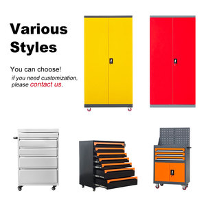 Grands armoires modernes en acier, 2 portes battantes, étagères réglables, 2 tiroirs, roulettes OEM, capacité de charge 200 kg, maison, bureau, école, <span class=keywords><strong>garage</strong></span> - Product Image 5