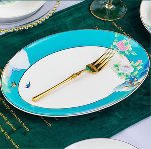 ชุดอาหารเซรามิก 60 ชิ้น ลายดอกไม้ร้องเพลงนก ลายทอง สำหรับ 10 ที่  ผลิตจากโรงงาน ขายส่ง - Product Image 3