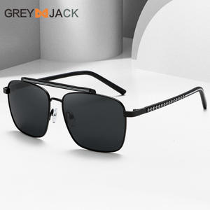 Gafas de sol polarizadas Greyjack para hombre, montura de metal negro, protección UV400, lentes cuadradas grandes, gafas para conducir - Product Image 4
