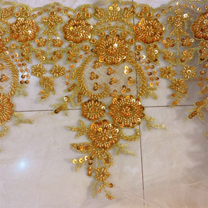 Bán buôn Sequins Bridal thêu sang trọng hạt Wedding Tulle đính cườm ren <span class=keywords><strong>TRIM</strong></span> vải cho Ăn mặc - Product Image 6