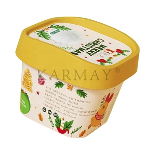 Gobelets en plastique pour crème glacée de Noël carrés de 125 ml (4 oz), gobelets à dessert jetables en vrac avec couvercle et cuillère à l'intérieur, fournisseur d'étiquettes IML - Product Image 3