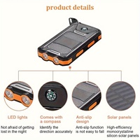 Batterie externe solaire avec lampe torche LED étanche, chargeur extérieur pour camping, randonnée, pêche, usage d'urgence, Type C, 20000mAh, charge rapide