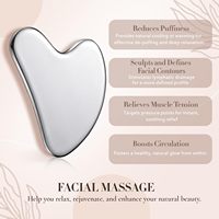 Outil facial Gua Sha en acier inoxydable 304 avec logo personnalisé, en forme de cœur, pour drainage lymphatique, sculpture du visage et réduction du double menton