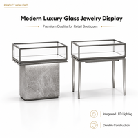 Lemari Pajang Perhiasan LED Modern dari Baja Anti Karat dan Besi dengan Etalase Kaca, Furnitur Ritel Khusus untuk Butik