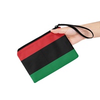 Porte-monnaie léger en polyester à impression numérique, motif drapeau pan-africain, pochette de rangement pour usage quotidien, voyage et cadeau