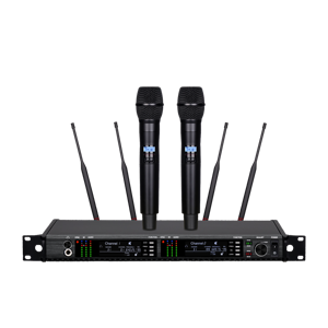 AD4D-2 True Diversity Dual Channel UHF <b>Wireless</b> <b>Microphone</b> System, Metal Handheld Mics <b>for</b> Stage Wedding Karaoke Conference - Product Image 1