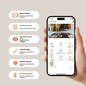 Machine à caresser laser + chargeur automatique pour animaux de compagnie avec caméra à 360 ° de grande capacité de 7L. Diffusion à distance en direct et vision nocturne. - Product Image 2