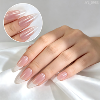 Faux ongles à presser en chrome, forme amande, avec perles et glaçage, style French Manucure, personnalisables avec logo, réutilisables, vente en gros