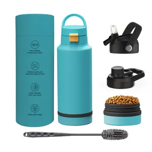 Popular 32oz Stainless Steel Double Wall Insulated Vacuum Water Bottle With Storage Bottom 100% Leak Proof