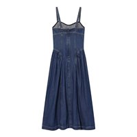 ZEVITY 2026 Nouvelle Robe Chic Femme Sans Manches Plissée Évasée Style Cowboy en Jean pour les Fêtes Robe Midi Femme Denim Robe Mujer Dropship