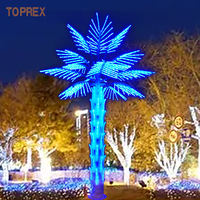 Parc à thème carré décoration de Noël 8-9 pieds extérieur éclairé et intérieur plantes areca incurvé éclairé palmier