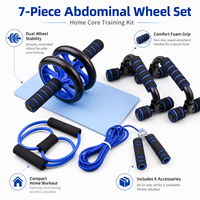 Ensemble de roues abdominales 7 pièces, léger (1,3 kg), équipement de fitness d'intérieur, barres de pompes pour exercices musculaires, salle de sport multifonctionnelle à domicile