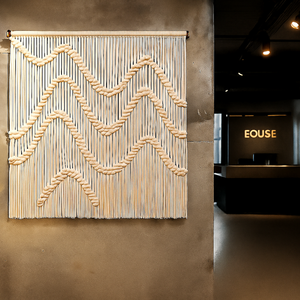 Macram d'intérieurs minimalistes créatifs chauds en lin et fibre pour le coin de bureau fournit une tapisserie comme art d'hôtel avec plat et intimité - Product Image 6