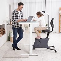 AJUNION Dessus de table en verre trempé Bureau électrique à double moteur Bureau ergonomique à hauteur réglable avec ports de charge USB