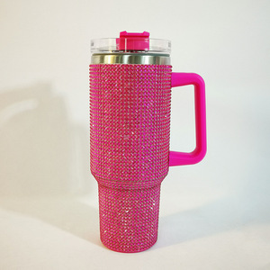 40oz thép không gỉ chân không xử lý cà phê cup Ice kim loại cốc cà phê với Rhinestone tinh thể đá thời trang kim cương Bling cốc - Product Image 4