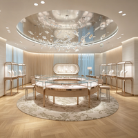 Meubles de magasin de bijoux de luxe sur mesure, vitrine hexagonale ronde en verre or rose pour boutique de détail