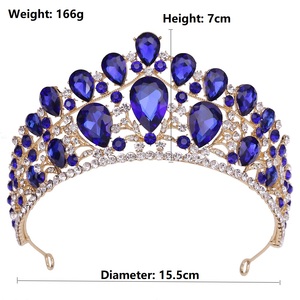 มงกุฎคริสตัลโรเดียมผสมสี<span class=keywords><strong>แดง</strong></span>และน้ำเงินมงกุฎทองคำ<span class=keywords><strong>แท้</strong></span>สำหรับปาร์ตี้ของผู้หญิงดีไซน์ใหม่ - Product Image 3