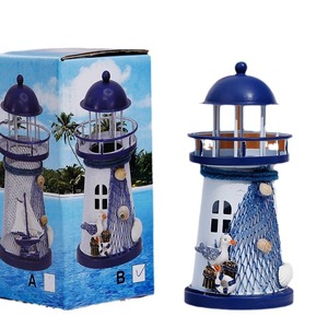 Adorno artesanal de Metal de estilo mediterráneo más vendido, modelo de <span class=keywords><strong>Faro</strong></span> de estaño Flash creativo, técnica pintada a mano - Product Image 6