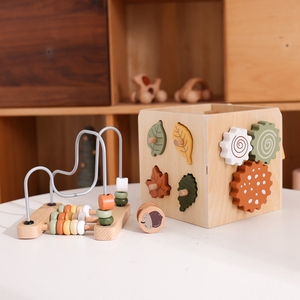 Cube d'activités Montessori multifonctionnel 5 en 1 en bois écologique non toxique, blocs de construction, jouets éducatifs pour la petite enfance - Product Image 2
