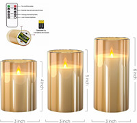 Bougie LED sans flamme à piles, effet vacillant, avec mèche mobile, en verre doré, en cire véritable, pour fête d'Halloween