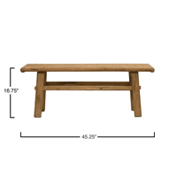 Table basse en bois d'orme naturel vieilli, style rustique vintage, petite table basse Dongbei
